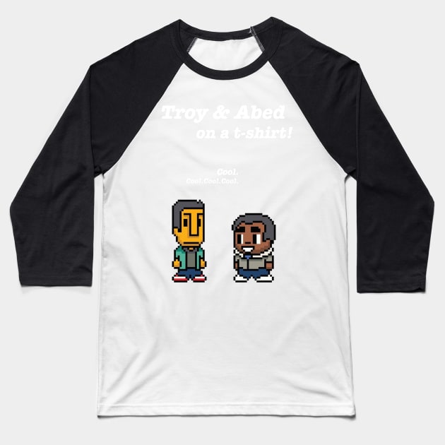 Troy and Abed · Community · TV show - black Baseball T-Shirt by Uwaki